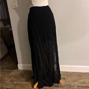 Tadashi Shoji Black Sheer Maxi Skirt